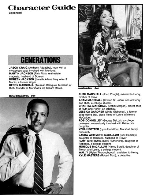 Generations Character Guide August 1990