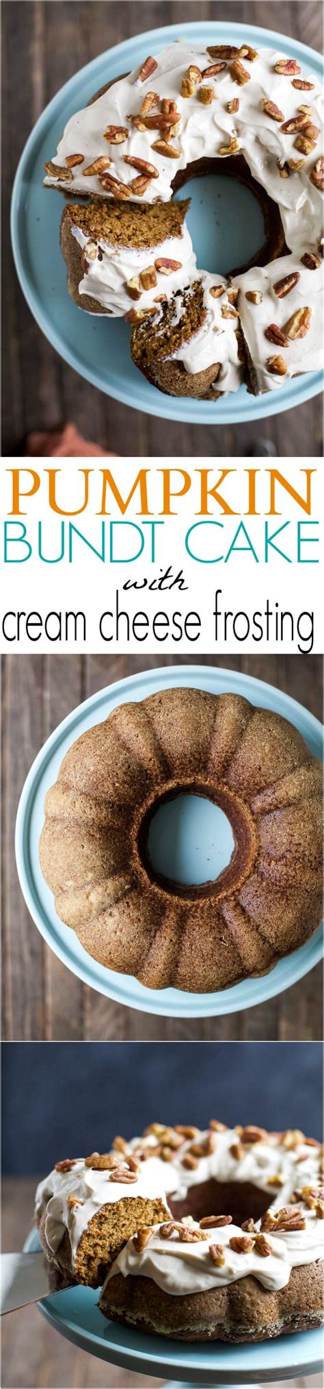 Using wooden spoon, try to carve out a generous tunnel in the batter, and fill the tunnel with cream cheese. Pumpkin Bundt Cake with Cream Cheese Frosting | Easy Fall ...