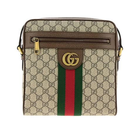 Gucci Ophidia Shoulder Bag In Gg Supreme Leather With Web Band For Men