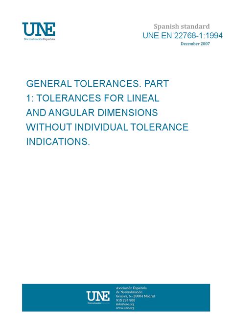 Une En 22768 11994 General Tolerances Part 1 Tolerances For Lineal
