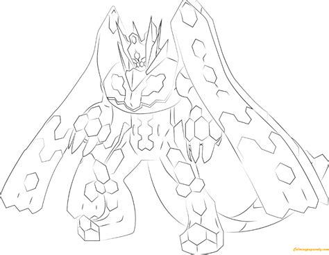 Zygarde In 100 Percent Form Coloring Page Free Printable Coloring Pages