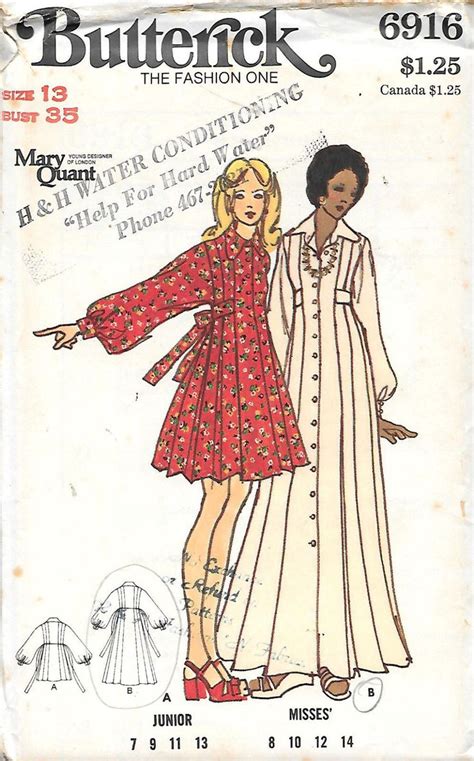Butterick 6916 Mary Quant Young Designer Of London Vintage Sewing