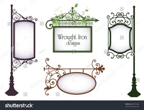 Wrought Iron Vintage Signs Set Stock Vector Illustration 85076380