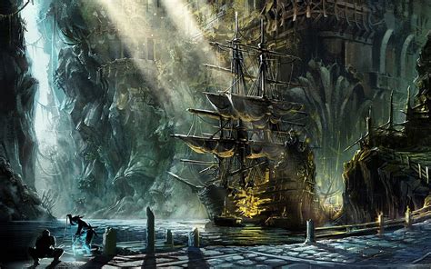 Wallpaper Sailing Ship Video Games Mythology Swamp Ghost Ship