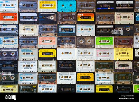 Background Of Old Retro Cassette Tapes Stock Photo Alamy