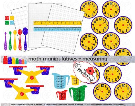Math Manipulatives Measuring Clipart Mega Set 300 By Poppydreamz