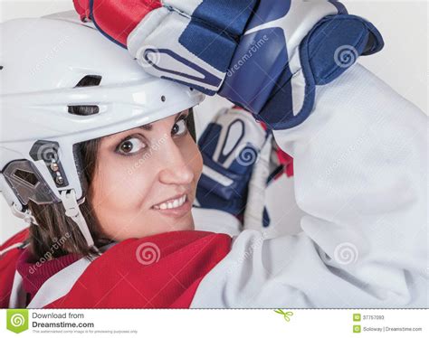 Beautiful Ice Hockey Female Player Fashion Portrait Stock Image Image