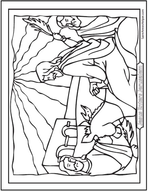 Matthew 21:5 relates jesus' entry into jerusalem. Palm Sunday Coloring Pages: Jesus On The Sunday Before Easter