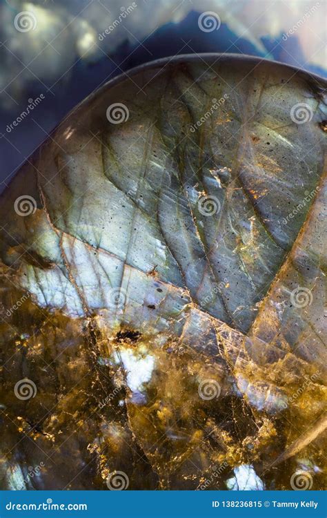 Macro Photo Of An Iridescent Crystal Moonstone Labradorite Stone Stock
