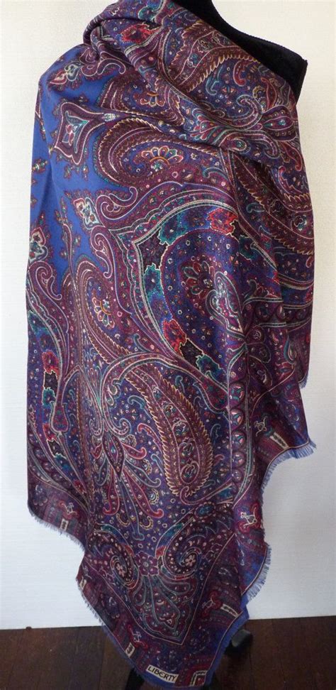 Vintage Liberty Of London Paisley Challis Wool Shawl Wrap Very Etsy