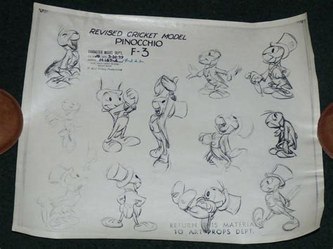 Walt Disney Pinocchio 1940 Original Jiminy Cricket Production Model