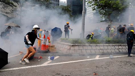 Hong Kong Police Fire Tear Gas Rubber Bullets At Protesters
