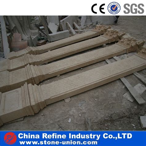 Square Beige Limestone Carving Construction Columns From China