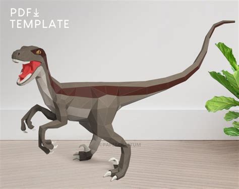 Raptor Papercraft 3d Velociraptor Papercraft Kit Dinosaur Etsy Canada