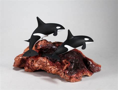Killer Whale Sculpture Statue By John Perry Orca 2 Adults And 2 Etsy