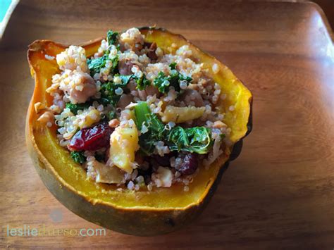 Quinoa Stuffed Acorn Squash Vegan Vegetarian Cooking By Leslie Durso