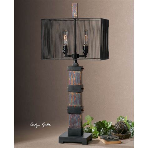 9, and a width and depth of: Uttermost 26573 Arcada 2-Light Metal Table Lamp By Carolyn ...