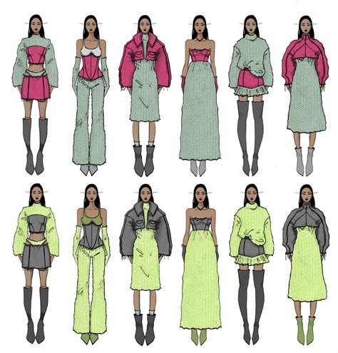 sketch of a fashionable clothing collection | Fashion design sketches