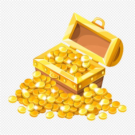 Cartoon Treasure Box Gold Coin Design Material Png Imagepicture Free