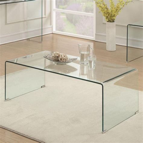 Benjara Contemporary Style Minimal Clear Glass Coffee Table Clear Coffee Table Acrylic Coffee