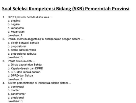 Soal Skb Kemendikbud - Contoh Soal SKB