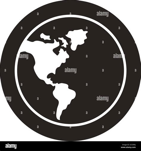 World Planet Earth With America Continent Map Block Style Icon Vector