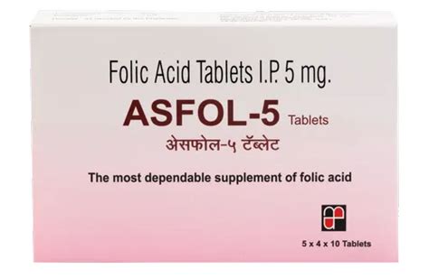 Folic Acid 5 Mg Asfol 5 Tablets Packaging Type Blister Rs 1450
