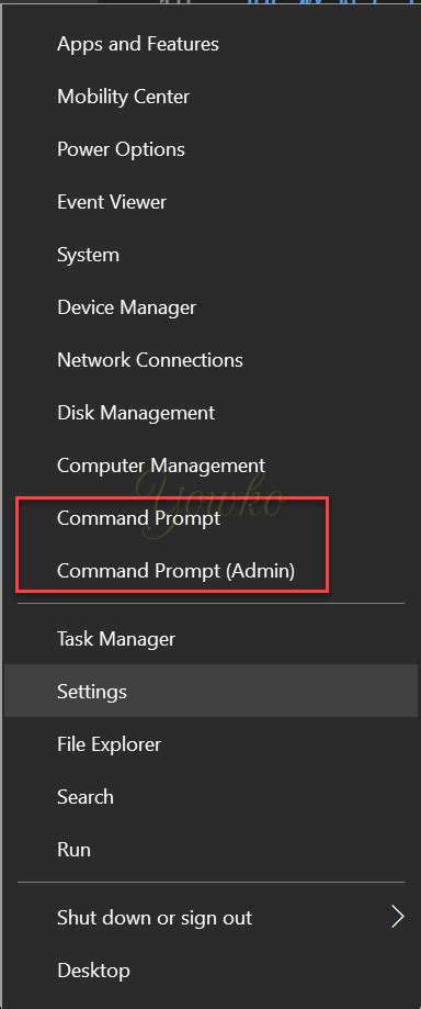 將 Windows 10 Quick Link 選單中的 Powershell 改為 Command Prompt Yowkos Notes