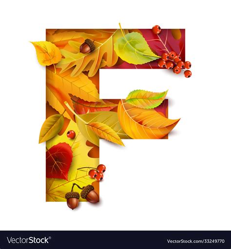 Autumn Stylized Alphabet Letter F Royalty Free Vector Image
