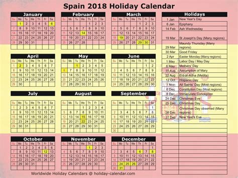 Spain 2019 Calendar With Holidays Qualads