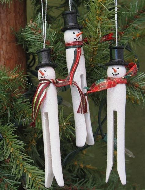 Snowmen Clothespin Ornaments~ Turn An Old Fashioned Wooden Clothespin