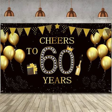 HAPPY TH BIRTHDAY Party Backdrop Banner Extra Large Fabric Black Gold PicClick