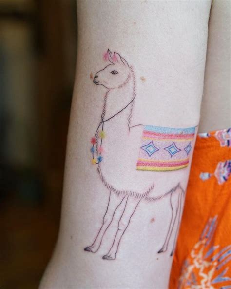 Cool Llama Tattoo On The Back Of The Left Upper Arm Llama Tattoo