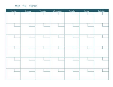 Download Free Excel Template For Blank Monthly Calendar