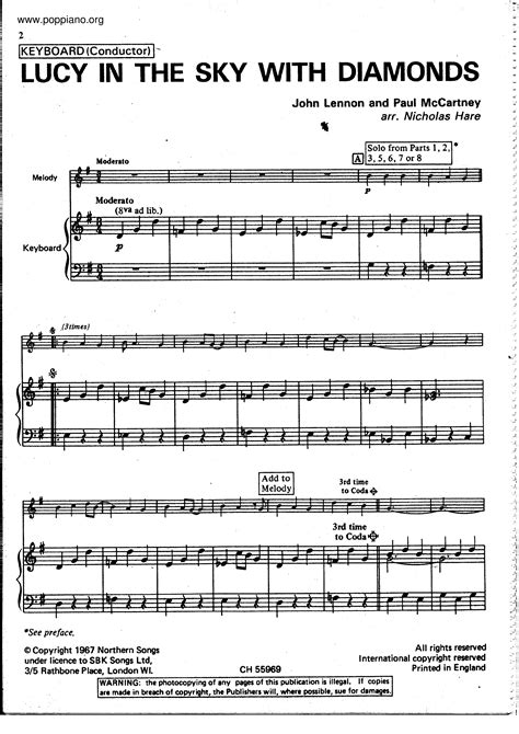 The Beatles Lucy In The Sky With Diamonds Sheet Music Pdf Free Score Download ★
