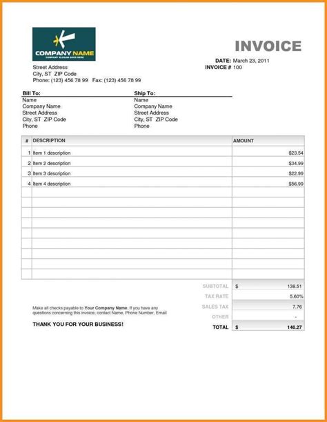 Lawn Care Invoice Template Excel Cards Design Templates