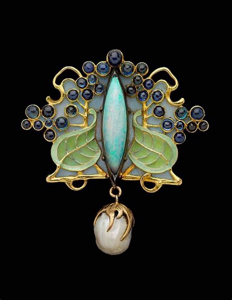Rene Lalique Art Nouveau Pendant Berries Leaves Pearl Enamel Jewelry X Bijoux Art Nouveau