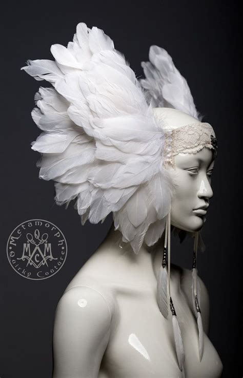White Feather Headdress Valkyrie Winged Headpiece Pagan Etsy