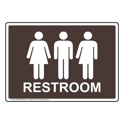 Dark Brown Restroom Sign With Gender Neutral Symbol Rre 25344 Whiteon