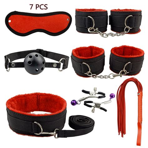 Sex Products Erotic Toys For Adults Bdsm Rope Bondage Set Handcuffs Metal Fox Tail Anal Plug