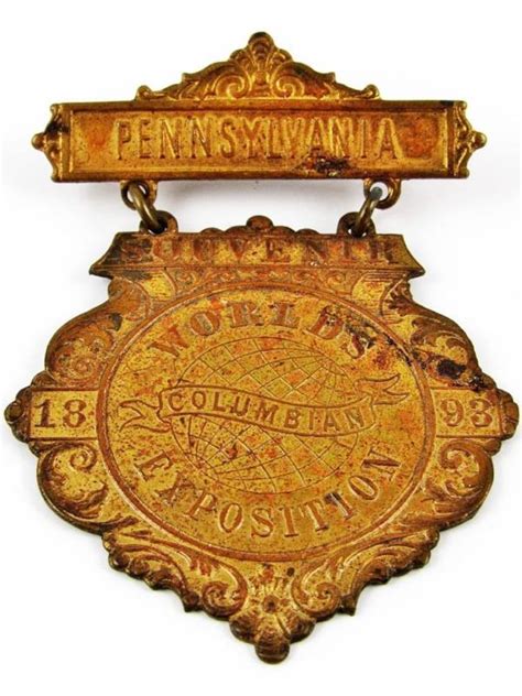 1893 Columbian Exposition Worlds Fair Pennsylvania State Souvenir Pin
