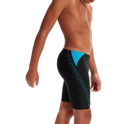 Speedo Boys Hyperboom Splice Jammers Swim Shorts Black Blue Ebay