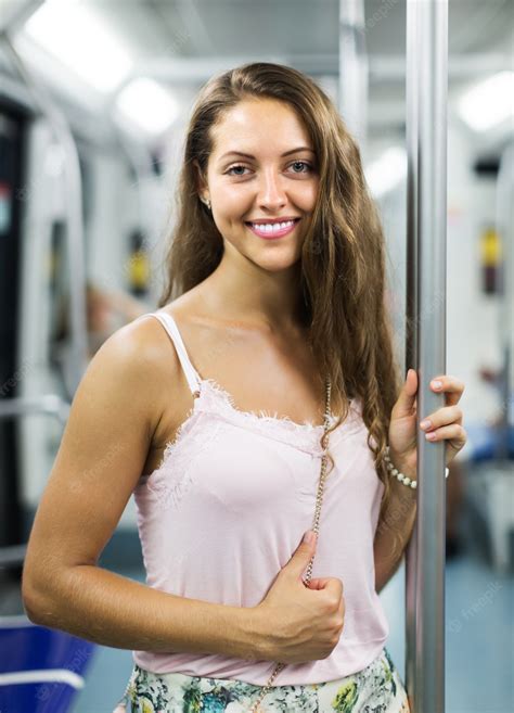 free photo girl passenger inside train