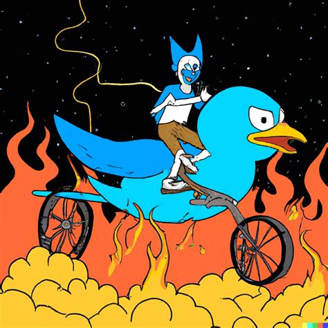 Dall E Prompt Musk Rides Hard The Blue Twitter Bird Into Prompthero