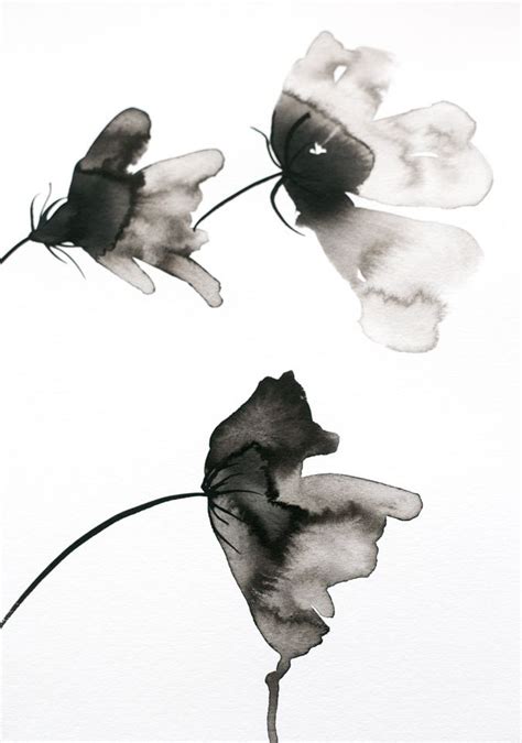 India Ink On Watercolor Paper Abstract Watercolor Abstract Floral