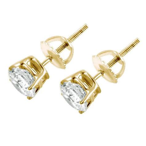 1 Ct Tdw Diamond Studs 14k Yellow Gold Lab Grown Screw Back Earrings