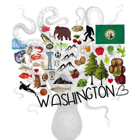 Washington State Favorites Png State Outline Symbols Etsy