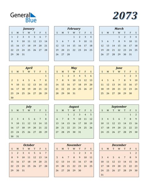 2073 Calendar Pdf Word Excel