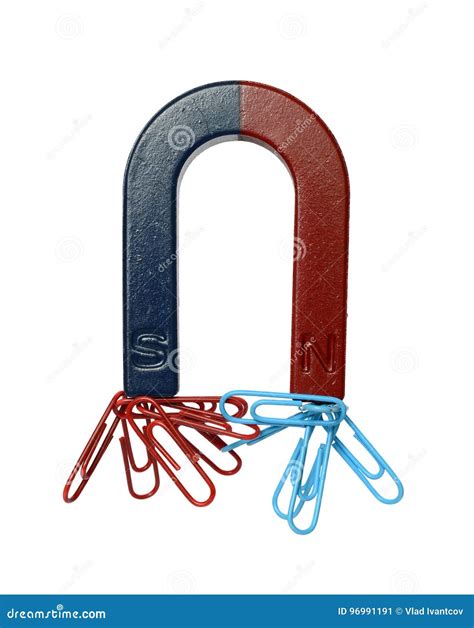 Magnet And Paper Clips Stock Image Image Of Paperclips 96991191