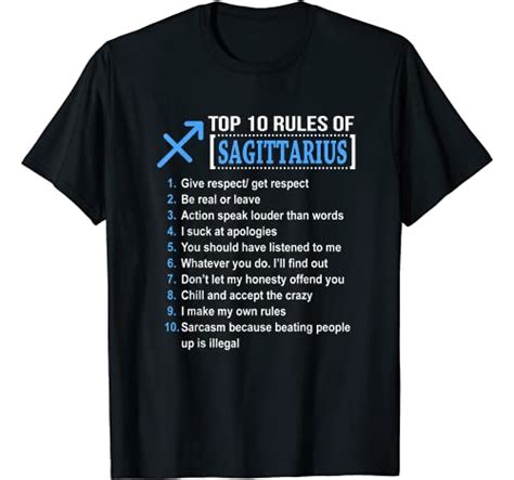 Top 10 Rules Of Sagittarius Zodiac Birthday Gift T Shirt Fresh Brewed